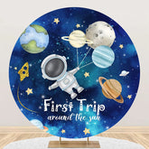 Aperturee - Blue Sky Astronanut Star Round 1st Birthday Backdrop
